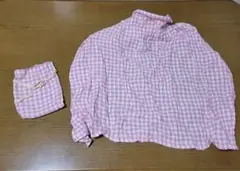 授乳ケープ　ワイヤー入り　ピンク　ギンガムチェック