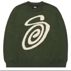Stussy スワールロゴ ニットセーター L グリーン Stussy スワールロゴ ニットセーター L グリーン