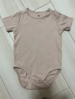 【美品】H&M ベージュ 短袖ロンパース 100%コットン