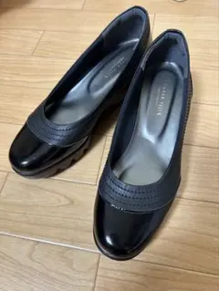 ヒルズアヴェニュー　厚底ウエーブソールパンプス　23センチ　ブラック