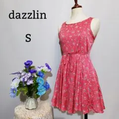 ダズリン 極上美品 袖無しひざ丈ワンピース Sサイズ 花柄系