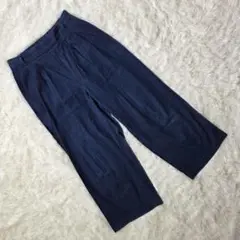 イッカ　ikka　デニム　ワイドデニム　M　タック　インディゴ