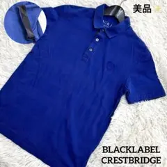 美品✨シャドーチェックポロシャツ　青BLACKLABEL CRESTBRIDGE