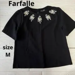 Farfalle ビジュー付き黒半袖トップス ブラック　サイズM