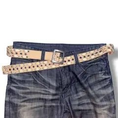 90s vintage silver stats leather belt