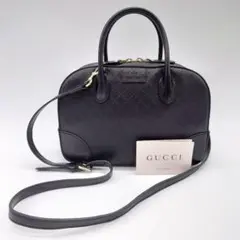 GUCCI ディアマンテ ロゴプレート レザー スタッズ 2way ハンドバッグ