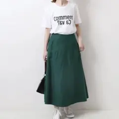 スピックアンドスパン　リネンブレンドフレアスカート　36