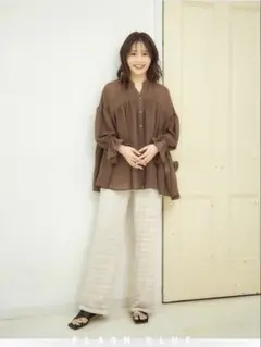 しまむら　Lutique ギャザーボイルブラウス　L
