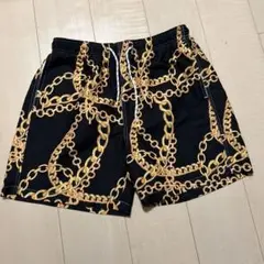 チェーン柄ショートパンツ 黒/金