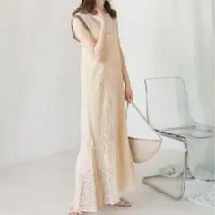 【Bab】バブ　マルチWAYリーフ柄ジャガードマーメイドキャミワンピース　人気