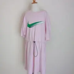 NIKE ナイキ ビックロゴプリント ワンピース Ｔシャッ レディース ピンク