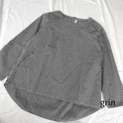 【未使用級】grin グリン　プルオーバーブラウス　ギンガムチェック　モノトーン
