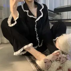 海外　インポート　パジャマ　L 部屋着　かわいい　フリル　ルームウェア