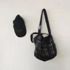 PAPAPAPARK フリース　チェック　モコモコ2wayトートバッグ