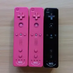 【ジャンク品】Wiiリモコン ピンク2本と黒1本セット
