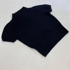 Kingsaurus ハイネック 半袖ニット 黒シンプルウールSサイズ