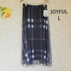 JOYFUL スカート　L チェック柄 チュール　総ゴム　ロング　フレア