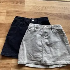 UNIQLO キッズ スカート 110-125cm グレー ネイビー2枚セット