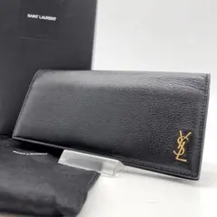 【極美品】サンローラン 長財布 タイニーモノグラム カサンドラロゴ 黒 レザー