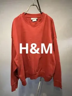 H&M 赤 クルーネック トレーナー XL