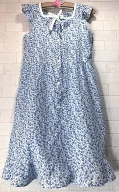 美品　アートレター　花柄フリル袖ワンピース　140
