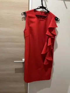 SaturdayClub 赤 フリル ノースリーブ S
