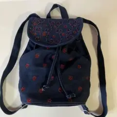 ビーズ刺繍デザイン リュック　ネイビー
