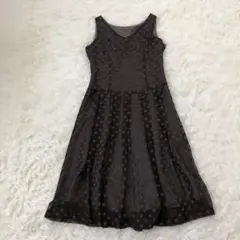 美品　ブルーベル　ノースリーブワンピース　水玉　裏地付き　サイドファスナー　F