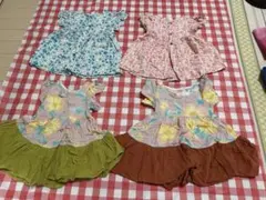 双子　ベビー服 4点セット フラワープリント