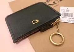 新品COACH ミニ スキニー ID ケース アマゾン グリーン
