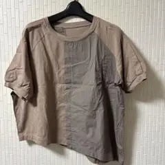 異素材使いアシンメトリーカットソー
