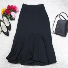 G9029*アズールバイマウジー☆マキシ丈☆ロング☆スカート☆濃紺 ネイビー☆M