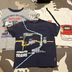 【お得な3枚セット】新幹線&電車デザイン Tシャツ 110cm