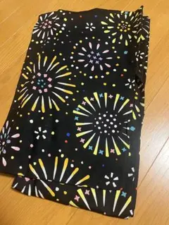 花火柄　浴衣 黒