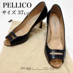 保存袋付き✨PELLICO アネッリ オープントゥ パンプス 24.5 ネイビー