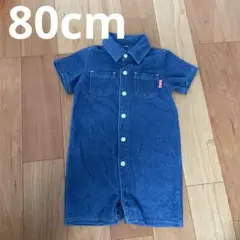 ベビー　80cm 半袖　ロンパース　デニム風　【美品】