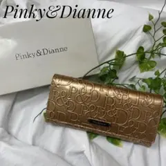 Pinkyu0026Dianne 長財布 エナメル ロゴ型押し ゴールド