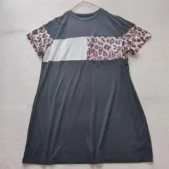 シーイン チュニック ワンピース アニマル柄 半袖【2XL】Tシャツ 大きい
