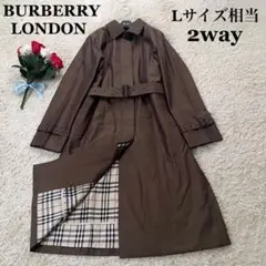 極美品☆バーバリーロンドン ステンカラーコート 2way ダークブラウン L