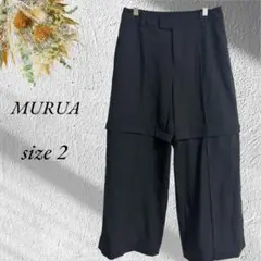 MURUA ワイドパンツ サイズ2 黒 ショートパンツ 2way 個性的3169