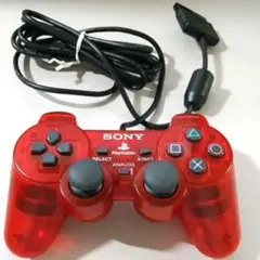 動作品PlayStation2 コントローラー　dualshock2クリアレッド
