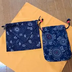 ハンドメイド花柄巾着袋2個セット