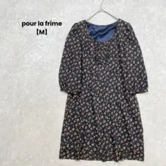 a2285＊pour la frime 小花柄ワンピース　ネイビー【M】可愛い
