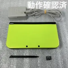 【動作品】Newニンテンドー3DSLL 本体ブラック×ライム 充電器セット
