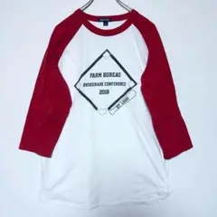 ラグラン Tシャツ 七分袖 XL レッド ホワイト