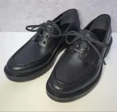 GU 本革 リアルレザーデッキシューズ (26cm) 黒