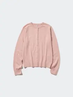 UNIQLO カットクルーネックカーディガン　ピンク　Lサイズ