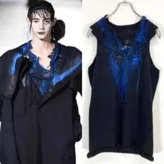 Yohji Yamamoto 20AW シルクアルパカ混 ニットベスト 黒青2