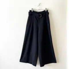 ☆【エリオポール】ワイドパンツ フロントタック ベルト有 裏地有 日本製 36