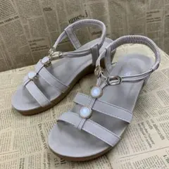 新品★レディース★Lサイズ★軽量 Fレザーサンダル 薄茶色 8356